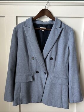 LOFT Double-Breasted Light Blue Women's Blazer